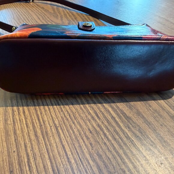 Patricia Nash Navy & Leaf Print Leather Crossbody - Like-New - So Pretty! - Picture 12 of 13